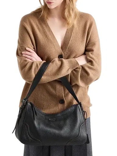 Prada Women's Aimèe Large Leather Shoulder Bag - Black | Thumbnail 1 Prada Women's Aimèe Large Leather Shoulder Bag - Black | Thumbnail 1