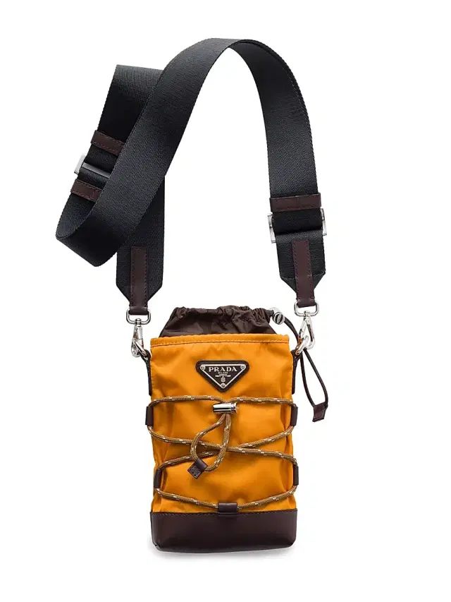 Men's Re-Nylon and Leather Smartphone Case - Orange