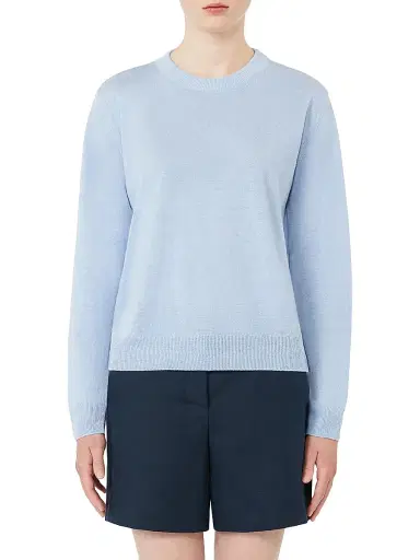 Max Mara Women's Linen Yarn Crew Neck Sweater - Sky Blue - Size Large | Thumbnail 2 Max Mara Women's Linen Yarn Crew Neck Sweater - Sky Blue - Size Large | Thumbnail 2