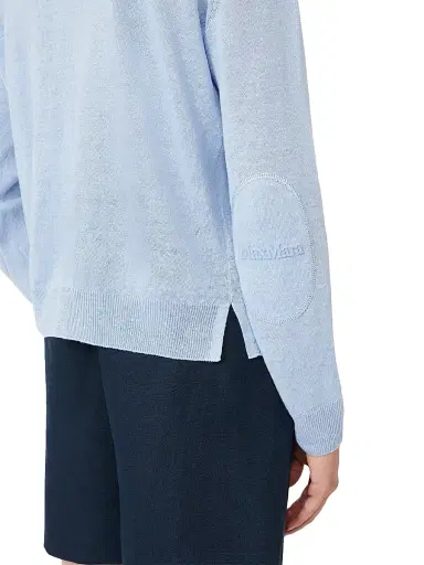 Max Mara Women's Linen Yarn Crew Neck Sweater - Sky Blue - Size Large | Thumbnail 4 Max Mara Women's Linen Yarn Crew Neck Sweater - Sky Blue - Size Large | Thumbnail 4