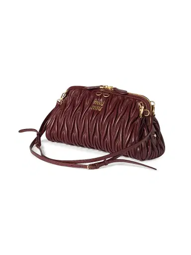 Miu Miu Women's Matelassé Nappa Leather Shoulder Bag - Dark Red | Thumbnail 2 Miu Miu Women's Matelassé Nappa Leather Shoulder Bag - Dark Red | Thumbnail 2
