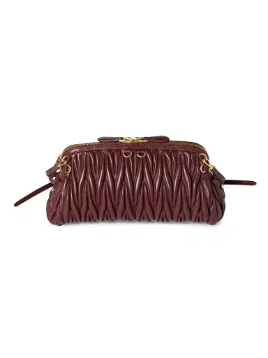 Miu Miu Women's Matelassé Nappa Leather Shoulder Bag - Dark Red | Thumbnail 3 Miu Miu Women's Matelassé Nappa Leather Shoulder Bag - Dark Red | Thumbnail 3
