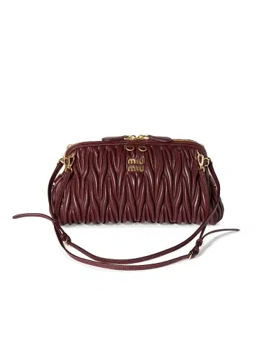 Miu Miu Women's Matelassé Nappa Leather Shoulder Bag - Dark Red | Thumbnail 1 Miu Miu Women's Matelassé Nappa Leather Shoulder Bag - Dark Red | Thumbnail 1