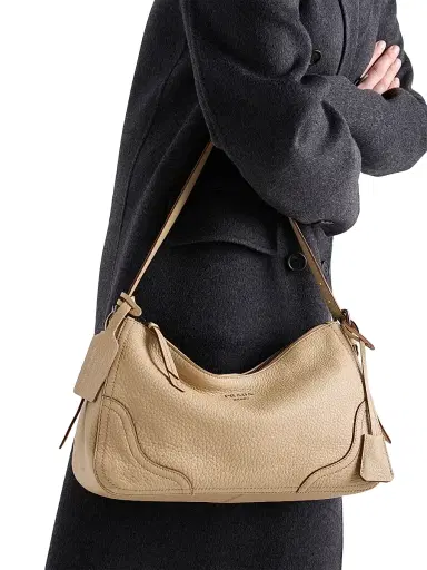 Prada Women's Aimèe Large Leather Shoulder Bag - Beige | Thumbnail 3