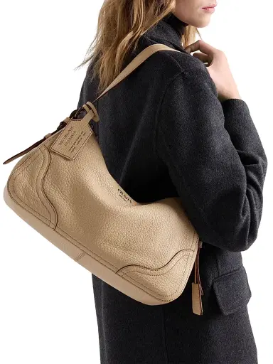 Prada Women's Aimèe Large Leather Shoulder Bag - Beige | Thumbnail 1