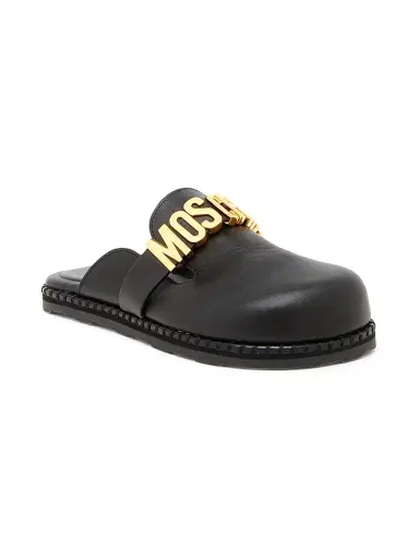 MOSCHINO Women's Sporty Logo-Accented Leather Mules - Black - Size 9 | Thumbnail 2 MOSCHINO Women's Sporty Logo-Accented Leather Mules - Black - Size 9 | Thumbnail 2
