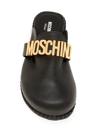 MOSCHINO Women's Sporty Logo-Accented Leather Mules - Black - Size 9 | Thumbnail 4 MOSCHINO Women's Sporty Logo-Accented Leather Mules - Black - Size 9 | Thumbnail 4