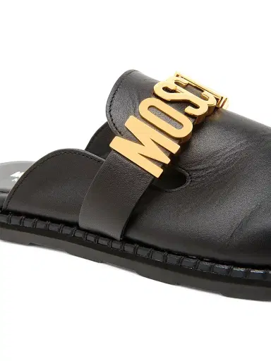MOSCHINO Women's Sporty Logo-Accented Leather Mules - Black - Size 9 | Thumbnail 5 MOSCHINO Women's Sporty Logo-Accented Leather Mules - Black - Size 9 | Thumbnail 5