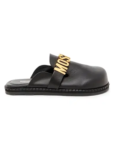 MOSCHINO Women's Sporty Logo-Accented Leather Mules - Black - Size 9 | Thumbnail 1 MOSCHINO Women's Sporty Logo-Accented Leather Mules - Black - Size 9 | Thumbnail 1