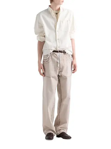 Prada Men's Chambray Shirt - Beige Khaki - Size 16.5 | Thumbnail 6