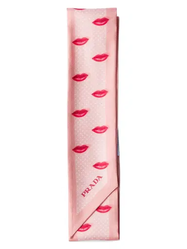 Prada Women's Printed Silk Twill Skinny Scarf | Thumbnail 1 Prada Women's Printed Silk Twill Skinny Scarf | Thumbnail 1
