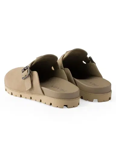Prada Men's Suede Mules - Beige Khaki - Size 7.5 | Thumbnail 2