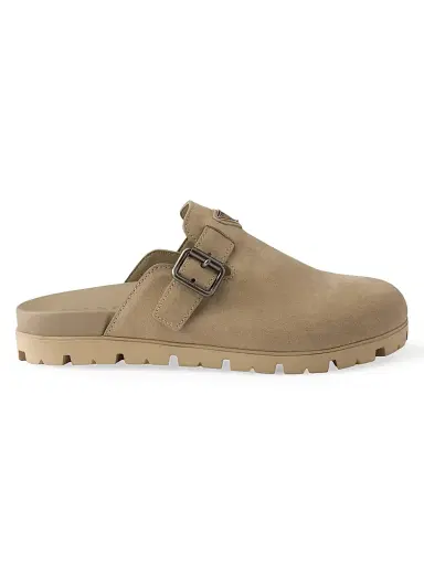 Prada Men's Suede Mules - Beige Khaki - Size 7.5 | Thumbnail 1
