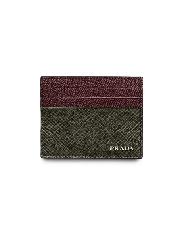 Men's Saffiano Leather Card Holder - Green