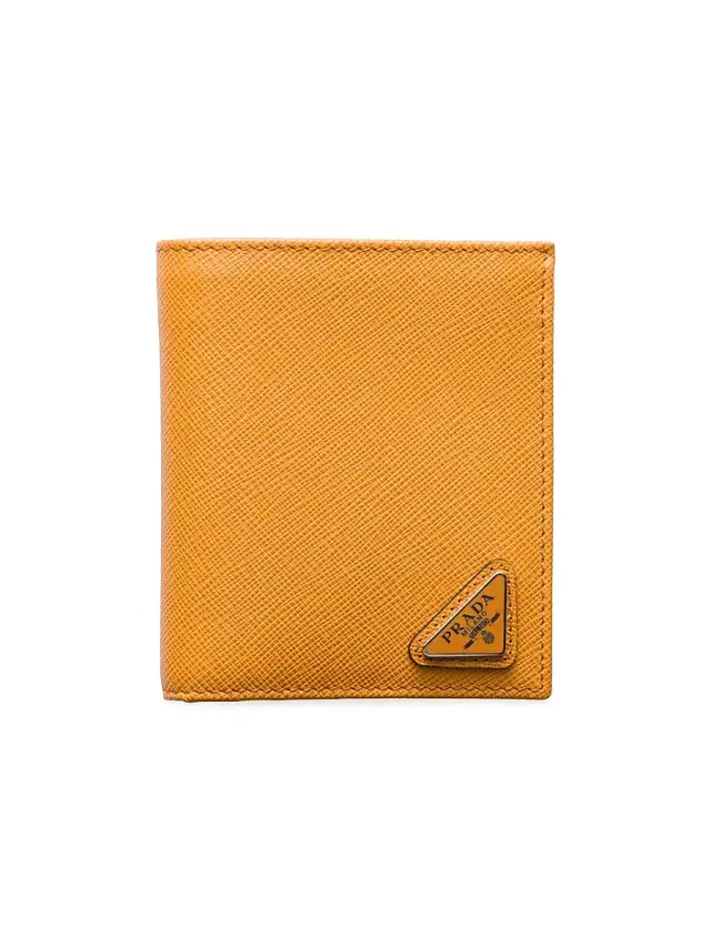 Men's Saffiano Leather Wallet - Orange