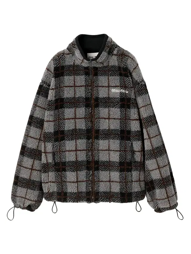 Miu Miu Women's Checked Teddy Zipper Jacket - Grey