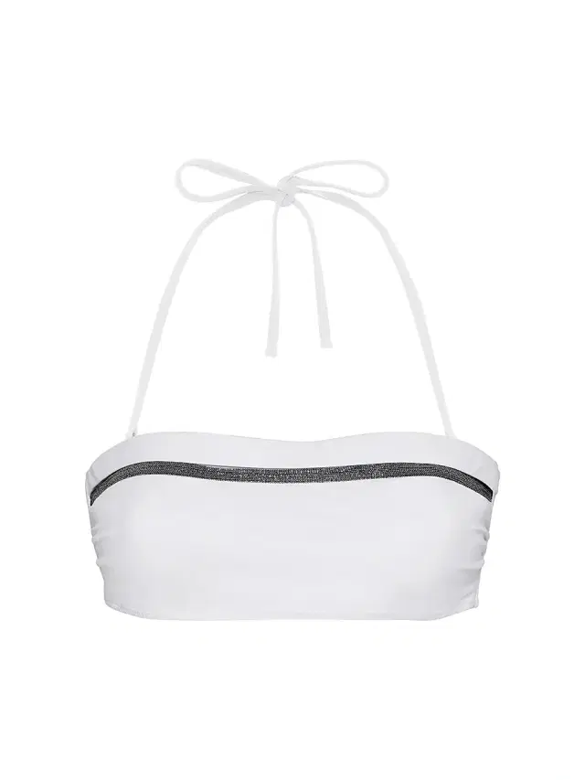 Brunello Cucinelli Women's Techno Jersey Bandeau Bikini Top with Monili - White