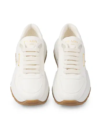 Prada Women's Prax 01 Leather Sneakers - Beige Khaki - Size 10 | Thumbnail 4