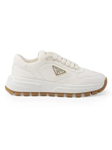 Prada Women's Prax 01 Leather Sneakers - Beige Khaki - Size 10 | Thumbnail 1