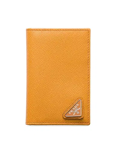 Prada Men's Saffiano Leather Card Holder - Orange | Thumbnail 1