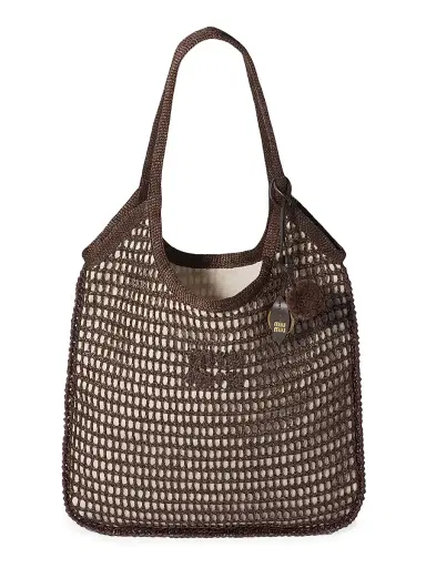 Miu Miu Women's Ivy Raffia Crochet Shoulder Bag | Thumbnail 1