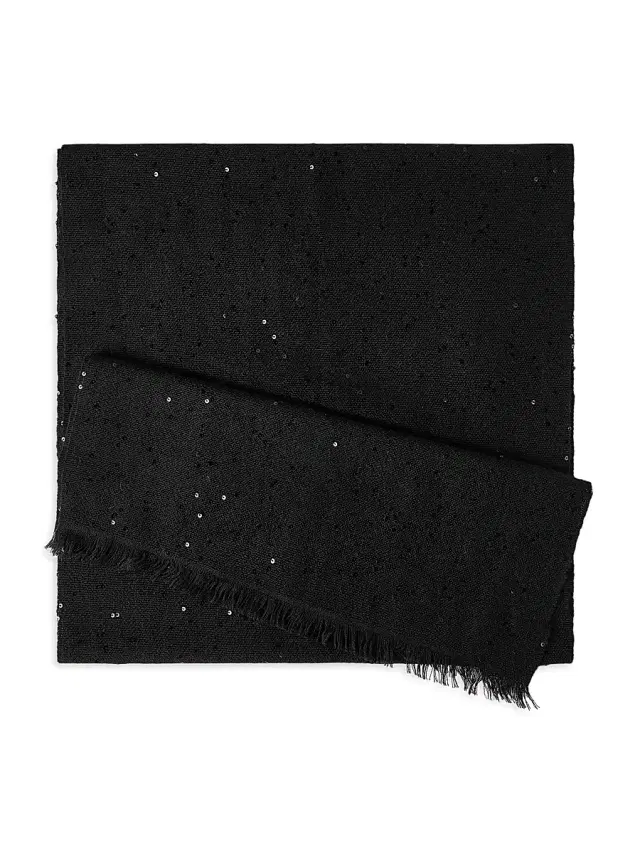 Brunello Cucinelli Women's Cashmere and Silk Diamond Yarn Scarf - Black