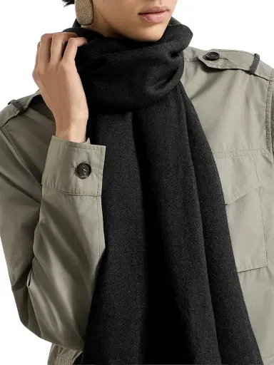 Brunello Cucinelli Women's Cashmere and Silk Scarf - Black | Thumbnail 2