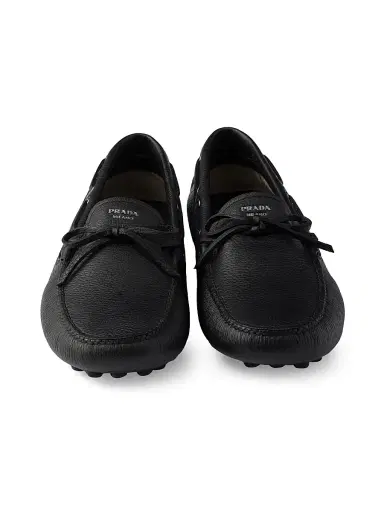 Prada Men's Leather Driving Shoe - Black | Thumbnail 2