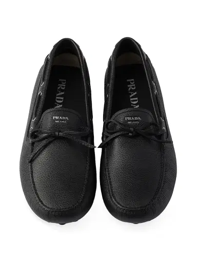 Prada Men's Leather Driving Shoe - Black | Thumbnail 4