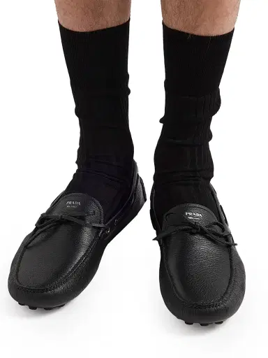 Prada Men's Leather Driving Shoe - Black | Thumbnail 6