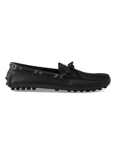 Prada Men's Leather Driving Shoe - Black | Thumbnail 1