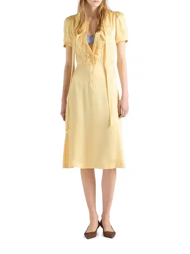 Prada Women's Satin Crepe Dress - Yellow - Size 10 | Thumbnail 2 Prada Women's Satin Crepe Dress - Yellow - Size 10 | Thumbnail 2