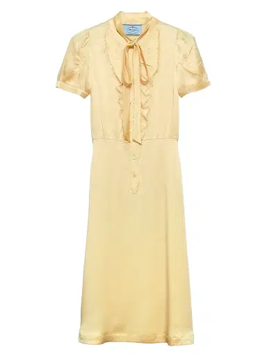 Prada Women's Satin Crepe Dress - Yellow - Size 10 | Thumbnail 1 Prada Women's Satin Crepe Dress - Yellow - Size 10 | Thumbnail 1