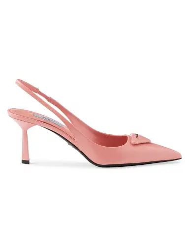 Prada Women's Brushed 75MM Leather Slingback Pumps - Dark Pink | Thumbnail 1 Prada Women's Brushed 75MM Leather Slingback Pumps - Dark Pink | Thumbnail 1