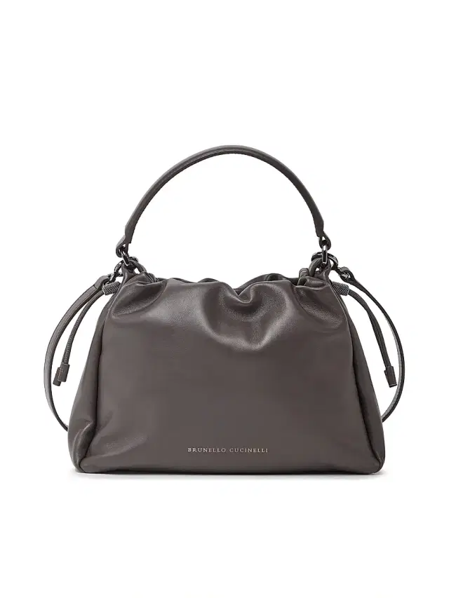 Brunello Cucinelli Women's Mellow  Bucket Bag in Soft Leather with Monili - Brown