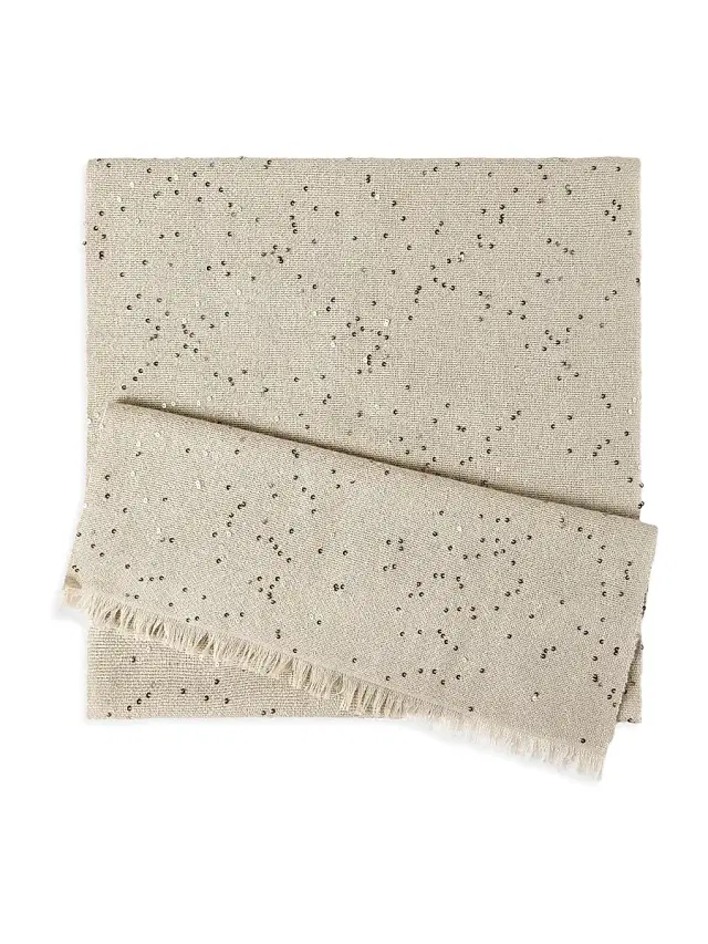 Brunello Cucinelli Women's Cashmere and Silk Diamond Yarn Scarf - Buff