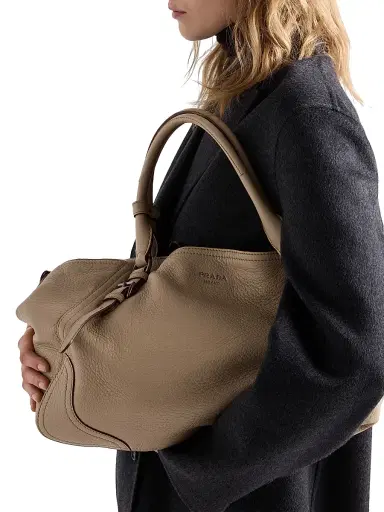 Prada Women's Large Leather Tote Bag - Beige Khaki | Thumbnail 2