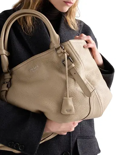 Prada Women's Large Leather Tote Bag - Beige Khaki | Thumbnail 3