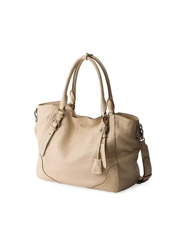 Prada Women's Large Leather Tote Bag - Beige Khaki | Thumbnail 4