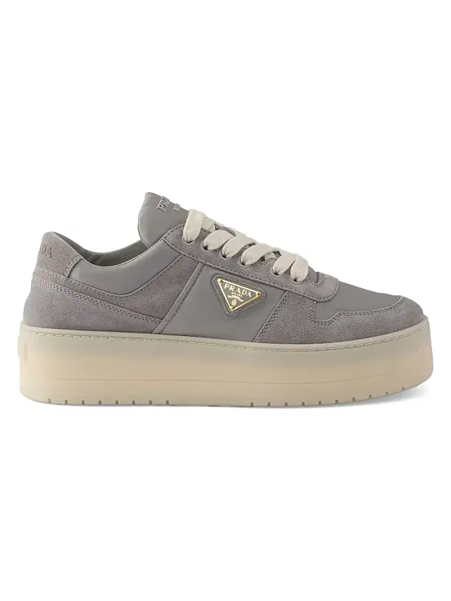 Prada Women's Downtown Bold Re-Nylon and Suede Sneakers - Grey