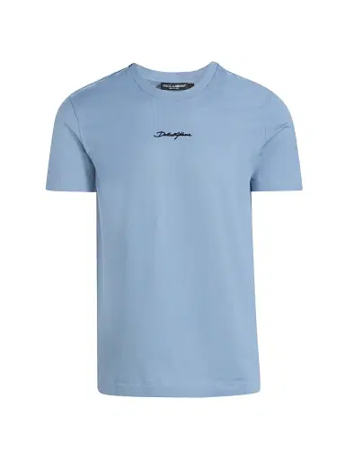 Dolce & Gabbana Men's Embroidered Logo Crewneck T-Shirt - Avio - Size 44 | Thumbnail 1
