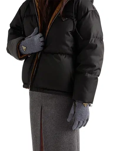Prada Women's Wool and Nappa Leather Gloves | Thumbnail 2