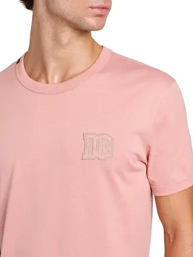 Dolce & Gabbana Men's DG Patch Cotton Crewneck T-Shirt - Rosa Polvere Scuro - Size 40 | Thumbnail 6 Dolce & Gabbana Men's DG Patch Cotton Crewneck T-Shirt - Rosa Polvere Scuro - Size 40 | Thumbnail 6
