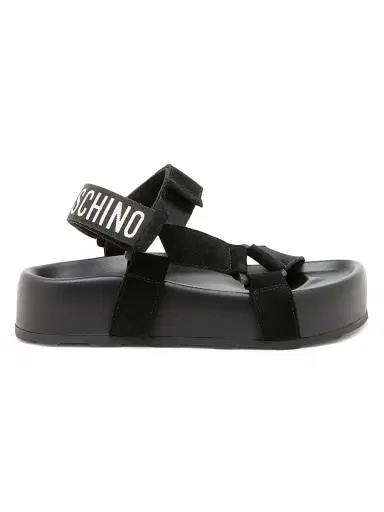 MOSCHINO Women's Sporty Logo-Detailed Suede Platform Sandals | Thumbnail 1 MOSCHINO Women's Sporty Logo-Detailed Suede Platform Sandals | Thumbnail 1
