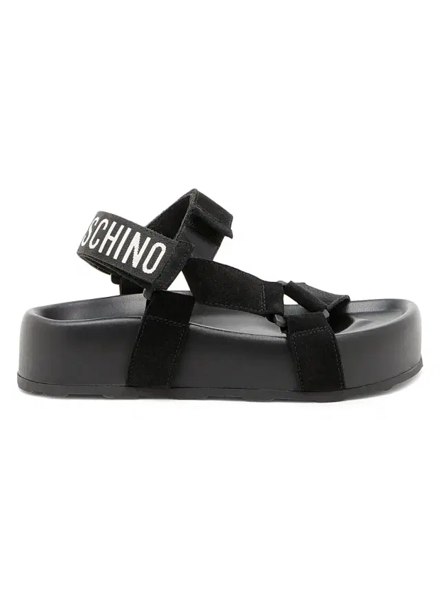 Moschino Women's Sporty Logo-Detailed Suede Platform Sandals - Black