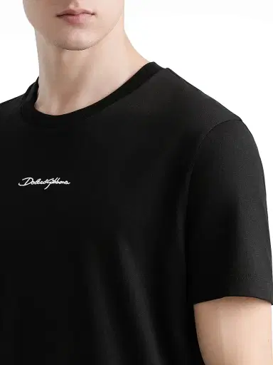 Dolce & Gabbana Men's Embroidered Logo Crewneck T-Shirt - Nero - Size 46 | Thumbnail 5
