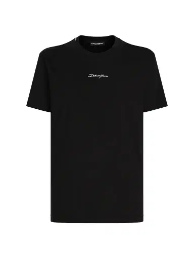 Dolce & Gabbana Men's Embroidered Logo Crewneck T-Shirt - Nero - Size 46 | Thumbnail 1