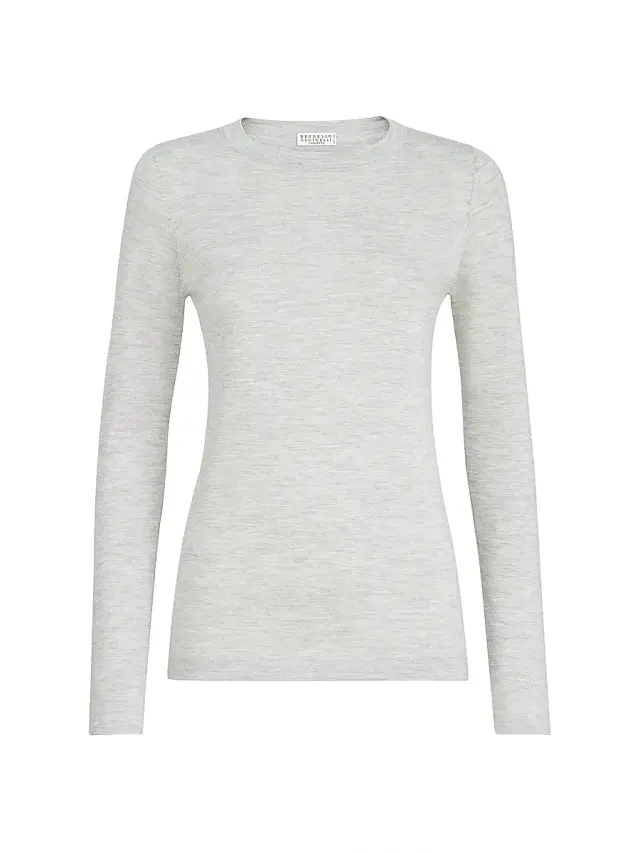 Brunello Cucinelli Women's Cashmere and Silk Lightweight Sweater - Light Grey