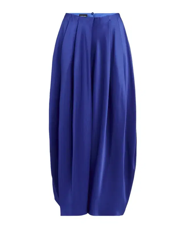 Giorgio Armani Double Silk Satin Pleated Midi Skirt