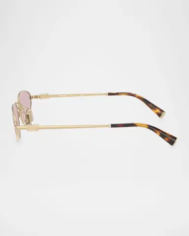 Miu Miu Logo Metal Oval Sunglasses | Thumbnail 2